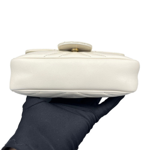 Gucci Chevron Super Mini GG Marmont Calfskin White Gucci Chevron Super Mini GG Marmont Calfskin White