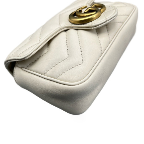 Gucci Chevron Super Mini GG Marmont Calfskin White Gucci Chevron Super Mini GG Marmont Calfskin White