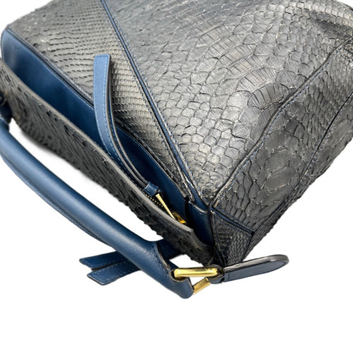 Loewe Medium Puzzle Python Calfskin Blue Black