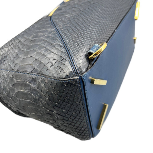 Loewe Medium Puzzle Python Calfskin Blue Black