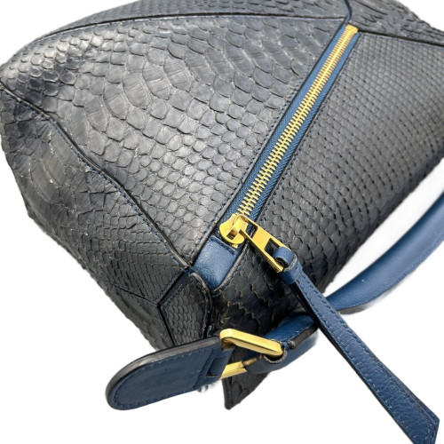 Loewe Medium Puzzle Python Calfskin Blue Black