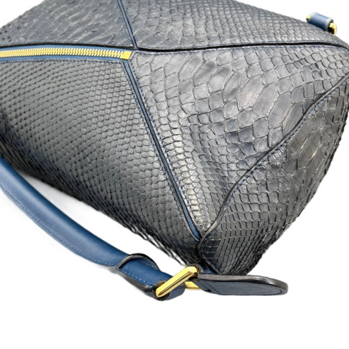 Loewe Medium Puzzle Python Calfskin Blue Black