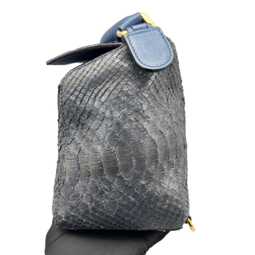 Loewe Medium Puzzle Python Calfskin Blue Black