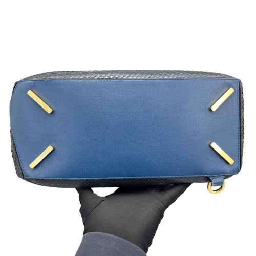 Loewe Medium Puzzle Python Calfskin Blue Black