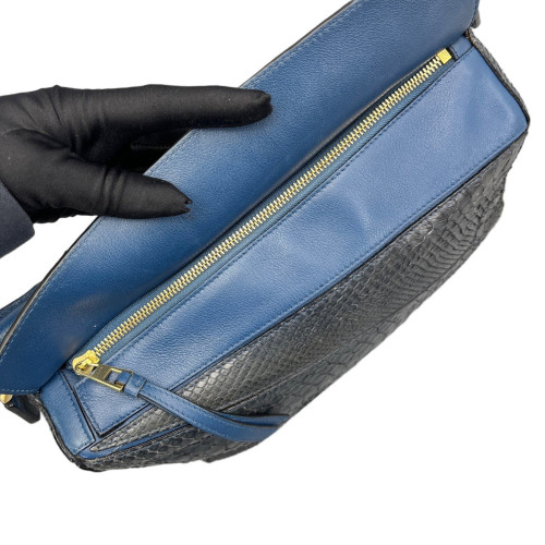 Loewe Medium Puzzle Python Calfskin Blue Black