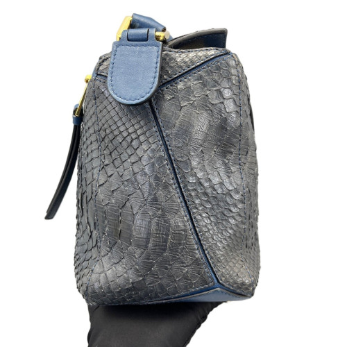 Loewe Medium Puzzle Python Calfskin Blue Black