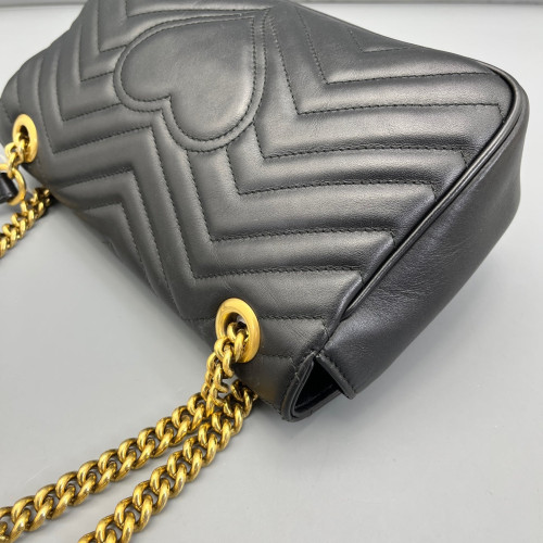 Gucci Chevron Small GG Marmont Calfskin Black