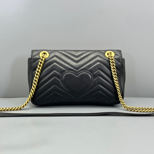 Gucci Chevron Small GG Marmont Calfskin Black