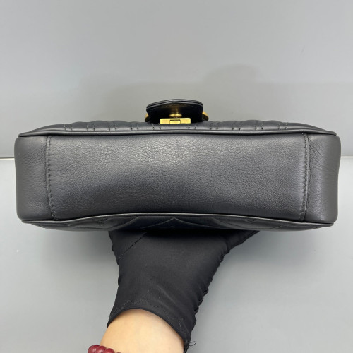 Gucci Chevron Small GG Marmont Calfskin Black