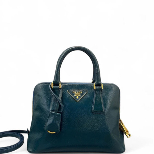 Prada Small Lux Open Promenade Patent Calfskin Blue