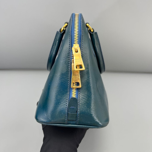Prada Small Lux Open Promenade Patent Calfskin Blue