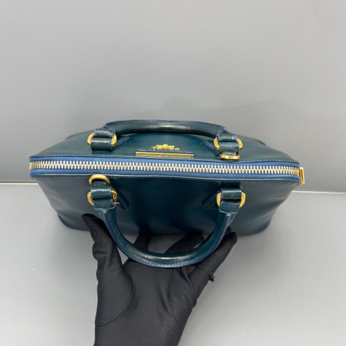 Prada Small Lux Open Promenade Patent Calfskin Blue