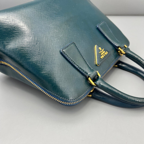 Prada Small Lux Open Promenade Patent Calfskin Blue