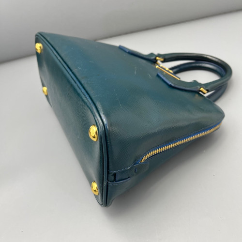 Prada Small Lux Open Promenade Patent Calfskin Blue