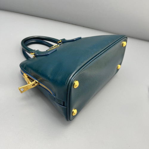 Prada Small Lux Open Promenade Patent Calfskin Blue