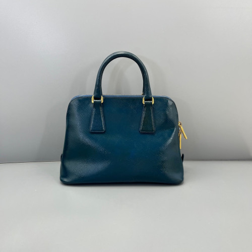 Prada Small Lux Open Promenade Patent Calfskin Blue