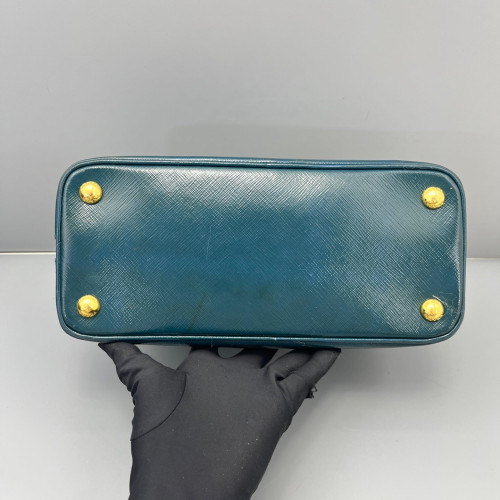 Prada Small Lux Open Promenade Patent Calfskin Blue