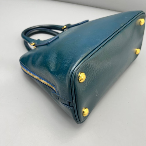 Prada Small Lux Open Promenade Patent Calfskin Blue