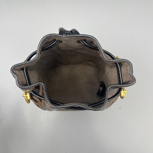 Fendi Mini Mon Tresor Bucket Embossed FF Brown Dark Brown
