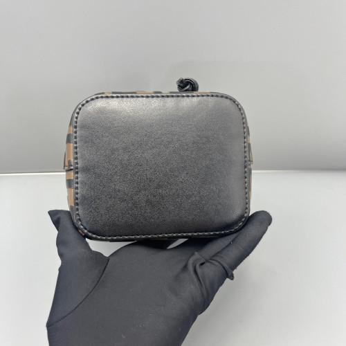 Fendi Mini Mon Tresor Bucket Embossed FF Brown Dark Brown