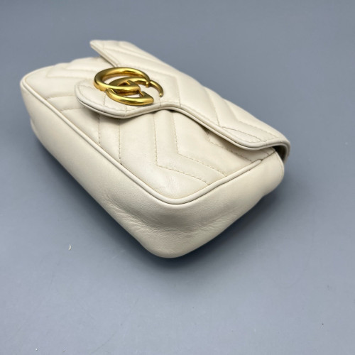 Gucci Super Mini GG Marmont Calfskin White