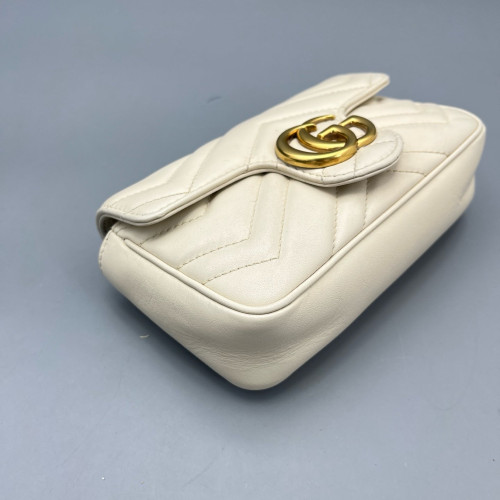 Gucci Super Mini GG Marmont Calfskin White