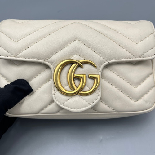 Gucci Super Mini GG Marmont Calfskin White