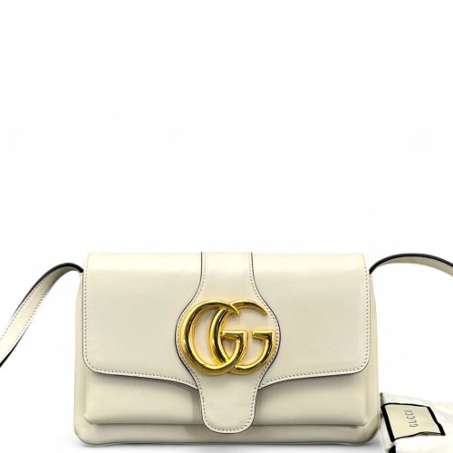 Gucci Small Arli Flap Shoulder Bag Smooth Calfskin White Gucci Small Arli Flap Shoulder Bag Smooth Calfskin White