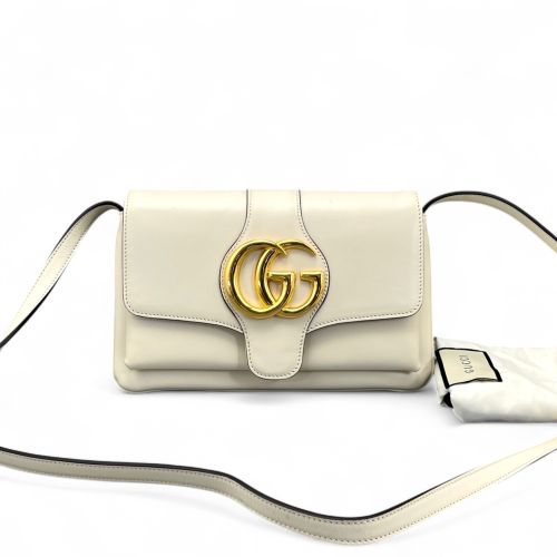 Gucci Small Arli Flap Shoulder Bag Smooth Calfskin White Gucci Small Arli Flap Shoulder Bag Smooth Calfskin White