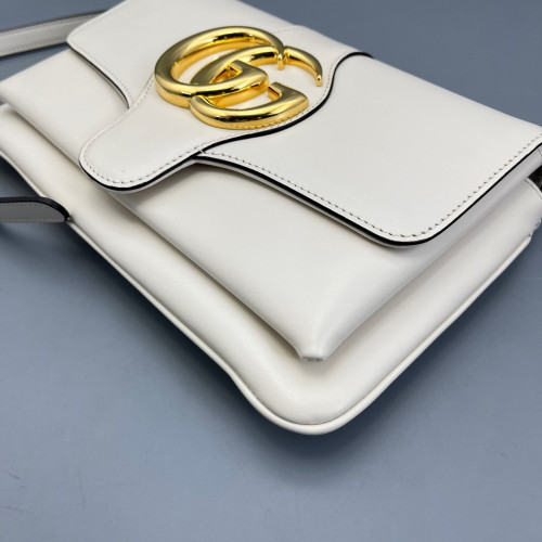 Gucci Small Arli Flap Shoulder Bag Smooth Calfskin White Gucci Small Arli Flap Shoulder Bag Smooth Calfskin White