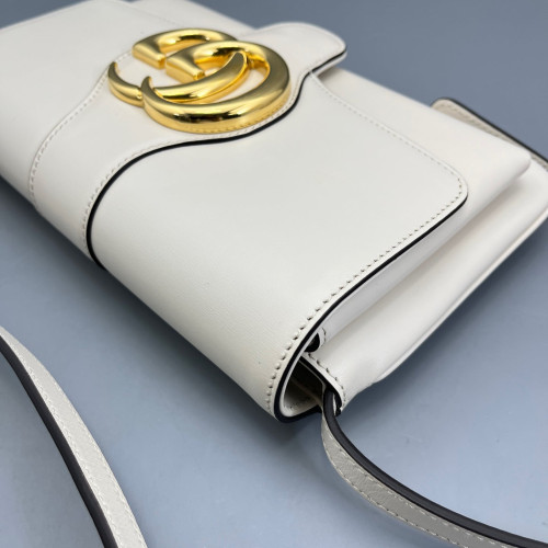 Gucci Small Arli Flap Shoulder Bag Smooth Calfskin White Gucci Small Arli Flap Shoulder Bag Smooth Calfskin White