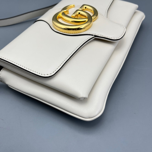 Gucci Small Arli Flap Shoulder Bag Smooth Calfskin White Gucci Small Arli Flap Shoulder Bag Smooth Calfskin White