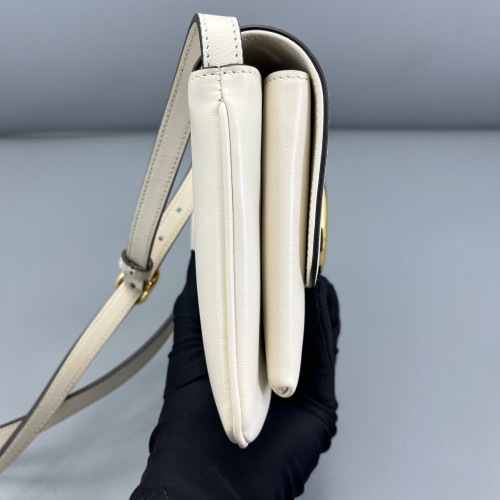 Gucci Small Arli Flap Shoulder Bag Smooth Calfskin White Gucci Small Arli Flap Shoulder Bag Smooth Calfskin White