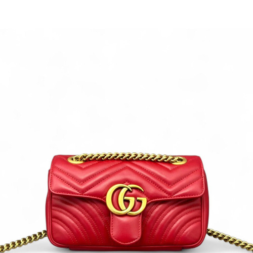 Gucci Chevron Small GG Marmont Calfskin Red