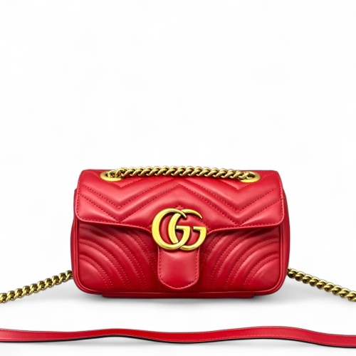 Gucci Chevron Small GG Marmont Calfskin Red