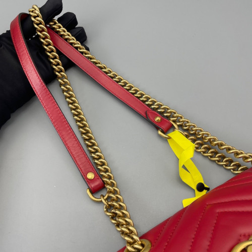 Gucci Chevron Small GG Marmont Calfskin Red