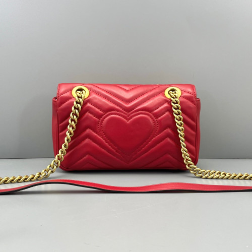 Gucci Chevron Small GG Marmont Calfskin Red