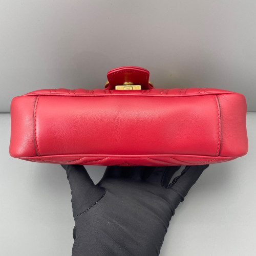 Gucci Chevron Small GG Marmont Calfskin Red