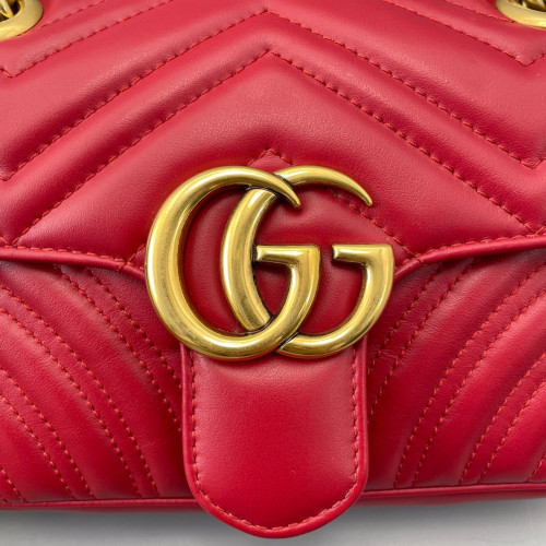 Gucci Chevron Small GG Marmont Calfskin Red