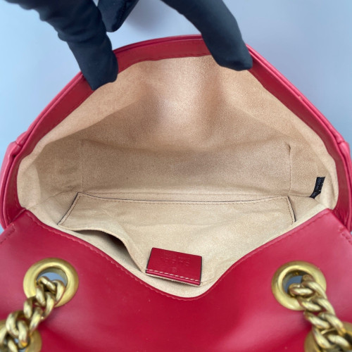 Gucci Chevron Small GG Marmont Calfskin Red