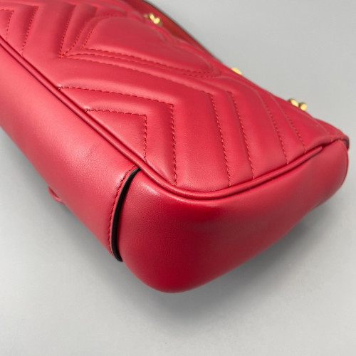 Gucci Chevron Small GG Marmont Calfskin Red