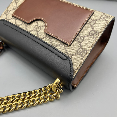 Gucci Small Padlock Shoulder Bag GG Monogram Black Brown Gucci Small Padlock Shoulder Bag GG Monogram Black Brown