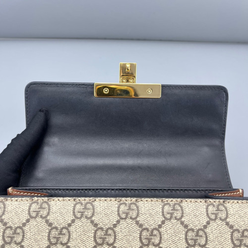 Gucci Small Padlock Shoulder Bag GG Monogram Black Brown Gucci Small Padlock Shoulder Bag GG Monogram Black Brown