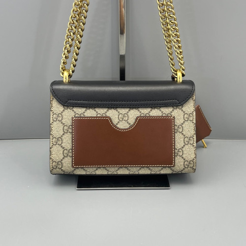 Gucci Small Padlock Shoulder Bag GG Monogram Black Brown Gucci Small Padlock Shoulder Bag GG Monogram Black Brown
