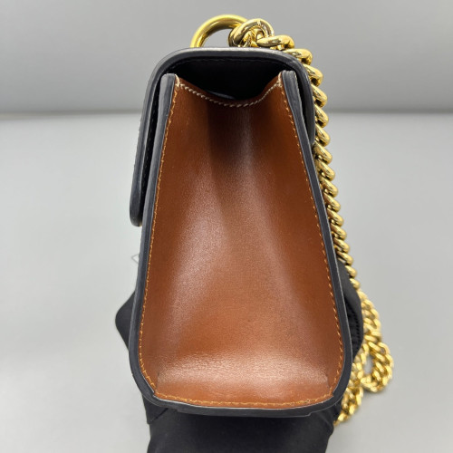 Gucci Small Padlock Shoulder Bag GG Monogram Black Brown Gucci Small Padlock Shoulder Bag GG Monogram Black Brown