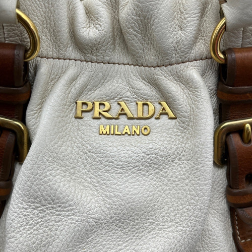 Prada Handbag Grained Calfskin White Prada Handbag Grained Calfskin White
