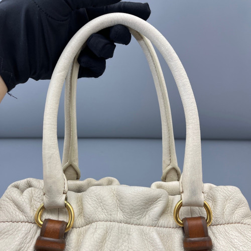 Prada Handbag Grained Calfskin White Prada Handbag Grained Calfskin White
