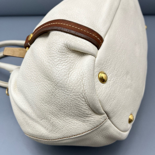 Prada Handbag Grained Calfskin White Prada Handbag Grained Calfskin White