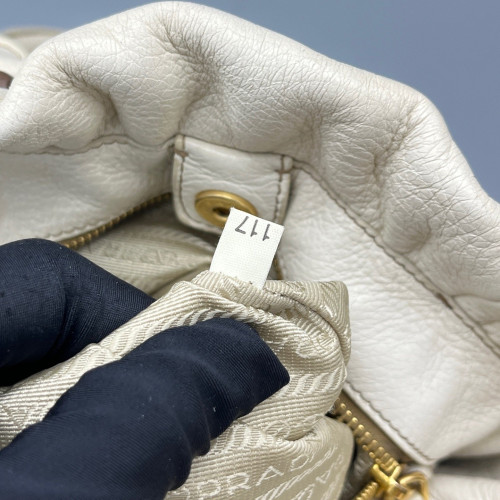 Prada Handbag Grained Calfskin White Prada Handbag Grained Calfskin White