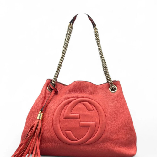 Gucci Tassel Medium Soho Shoulder Bag Grained Calfskin Red